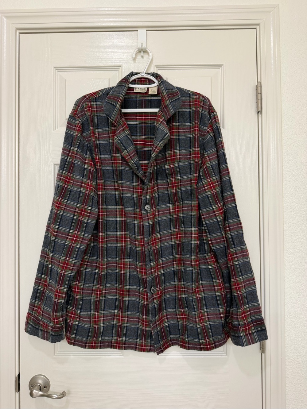 L.L. Bean Red, Navy & Green Plaid Button-Down Shirt